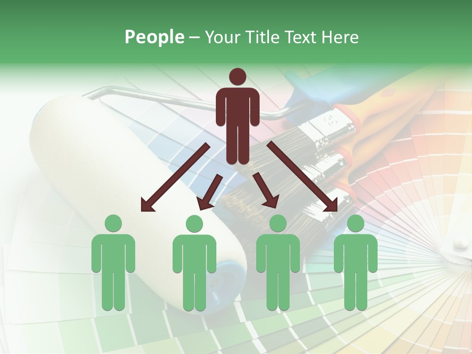 A Group Of Paint Brushes And A Paint Roller On A White Background PowerPoint Template