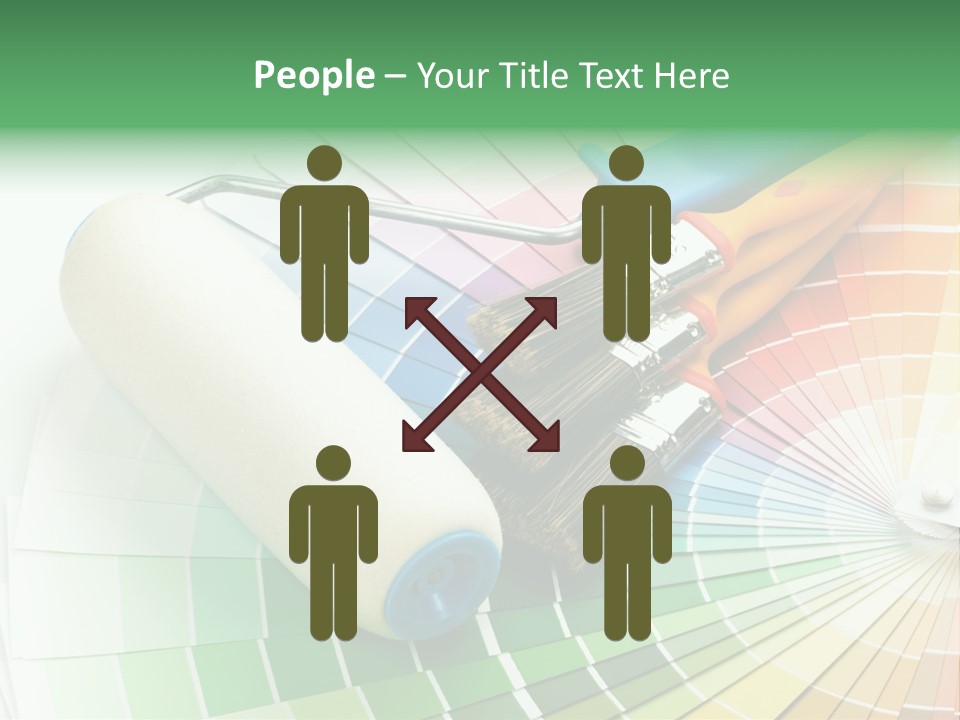 A Group Of Paint Brushes And A Paint Roller On A White Background PowerPoint Template