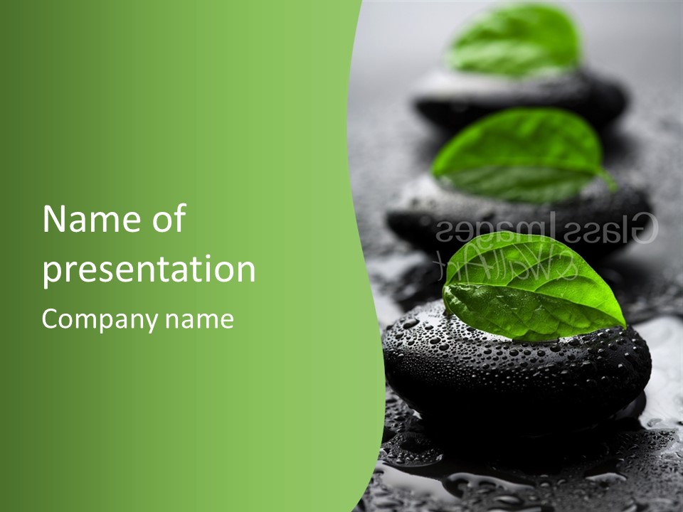 A Group Of Rocks With Green Leaves On Them PowerPoint Template