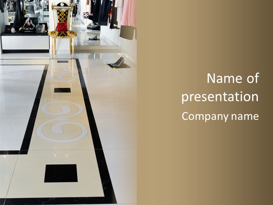 A White And Black Floor In A Store PowerPoint Template