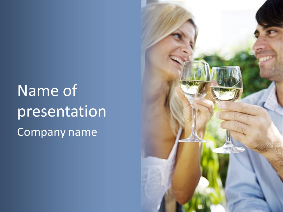 A Man And A Woman Holding Glasses Of Wine PowerPoint Template