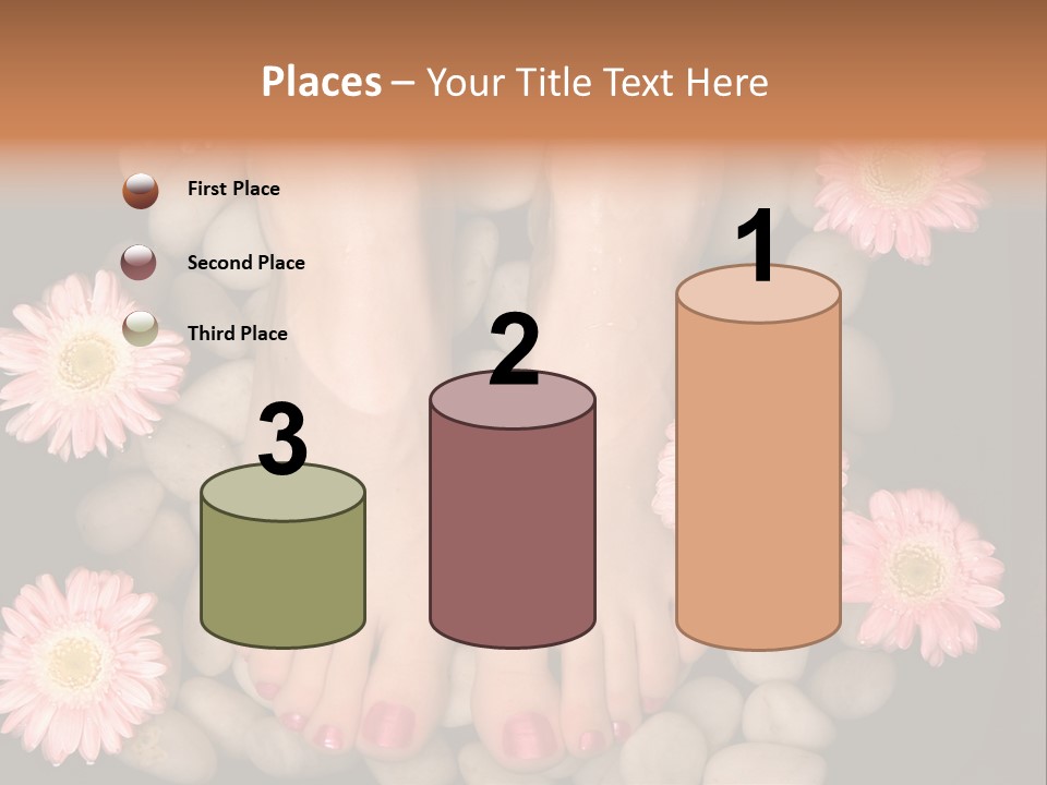 A Woman's Feet In A Bowl Of Rocks With Pink Flowers PowerPoint Template