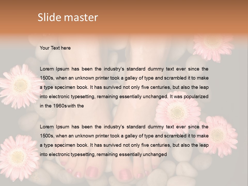 A Woman's Feet In A Bowl Of Rocks With Pink Flowers PowerPoint Template