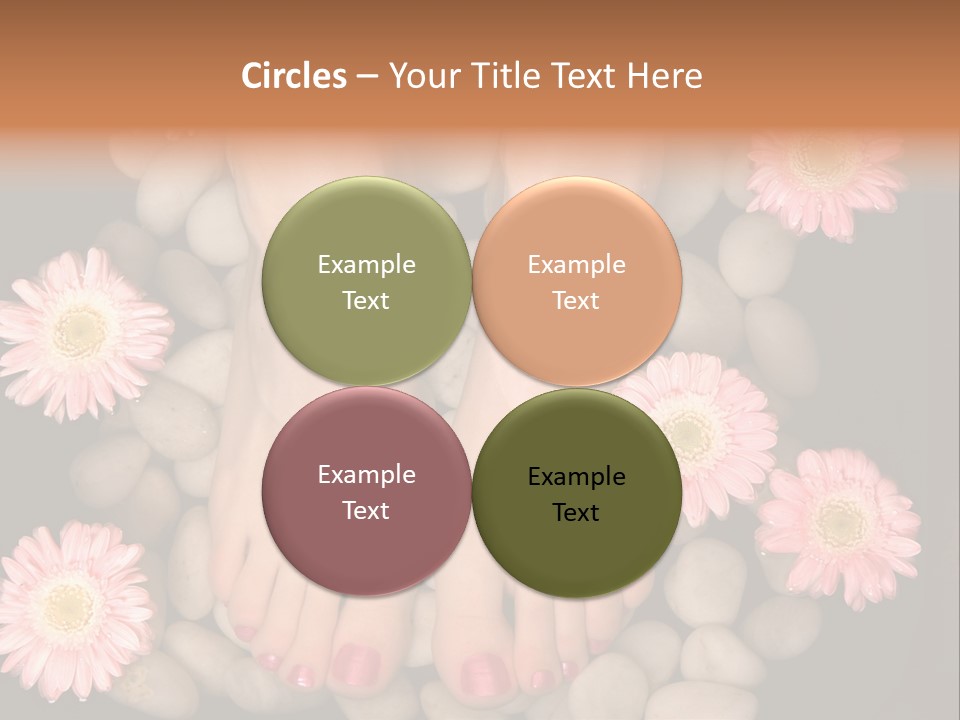 A Woman's Feet In A Bowl Of Rocks With Pink Flowers PowerPoint Template