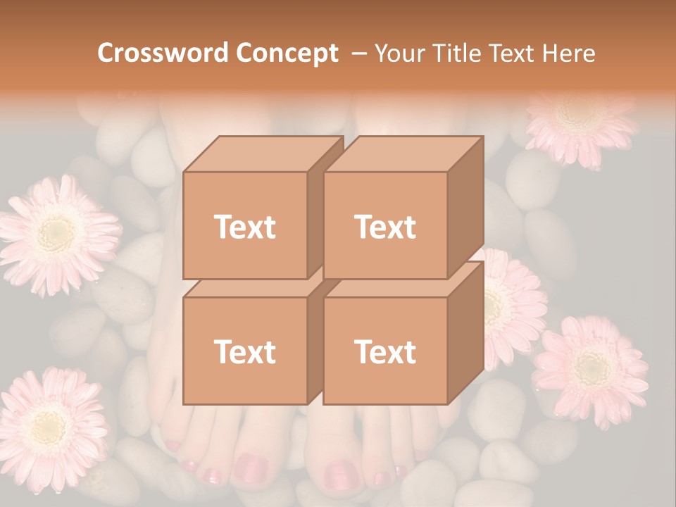 A Woman's Feet In A Bowl Of Rocks With Pink Flowers PowerPoint Template