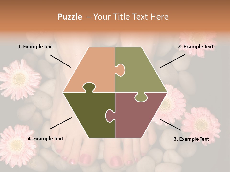 A Woman's Feet In A Bowl Of Rocks With Pink Flowers PowerPoint Template