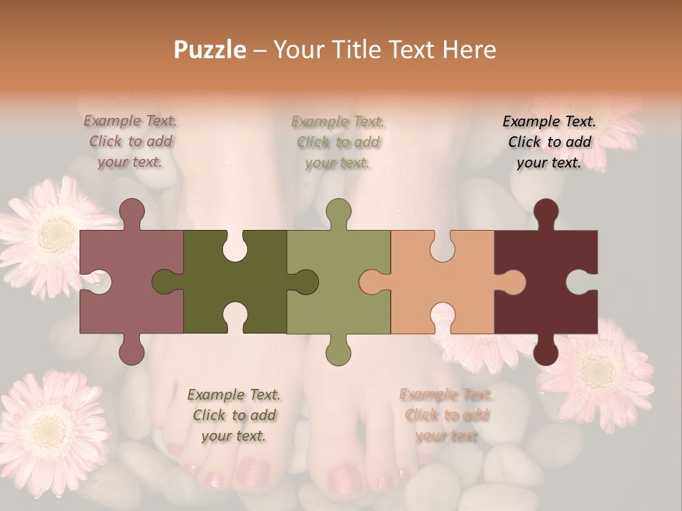 A Woman's Feet In A Bowl Of Rocks With Pink Flowers PowerPoint Template