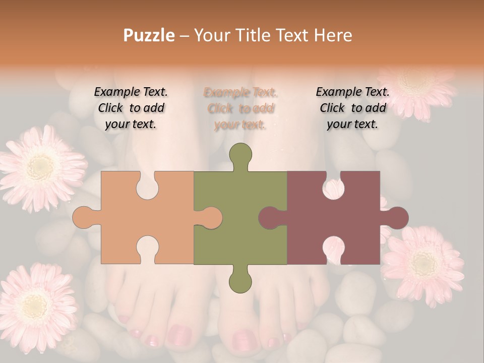 A Woman's Feet In A Bowl Of Rocks With Pink Flowers PowerPoint Template