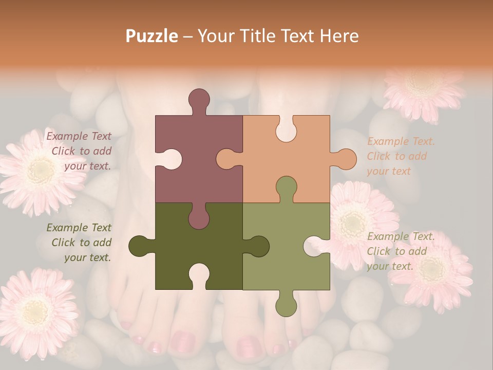 A Woman's Feet In A Bowl Of Rocks With Pink Flowers PowerPoint Template