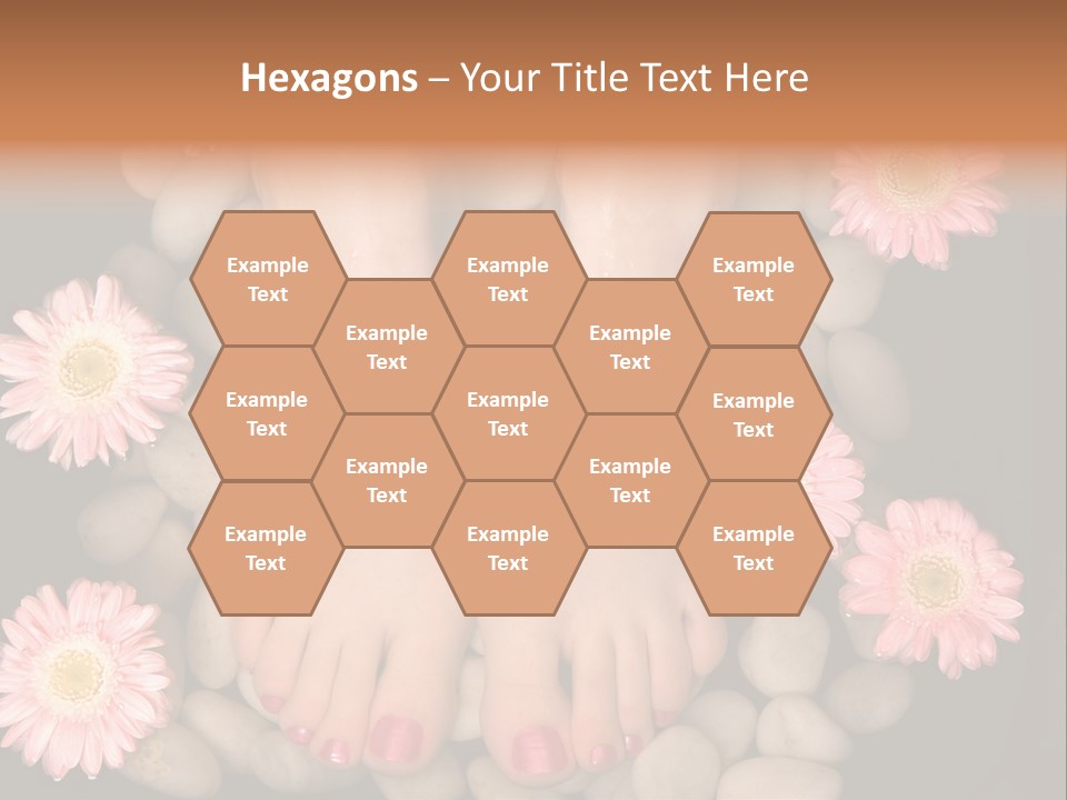 A Woman's Feet In A Bowl Of Rocks With Pink Flowers PowerPoint Template