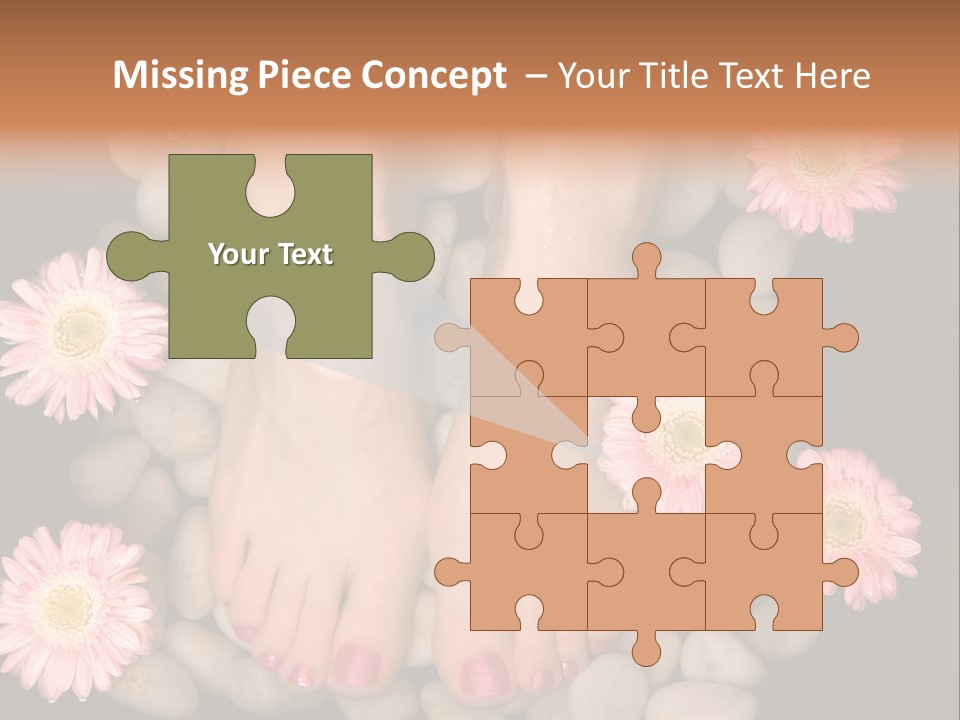 A Woman's Feet In A Bowl Of Rocks With Pink Flowers PowerPoint Template