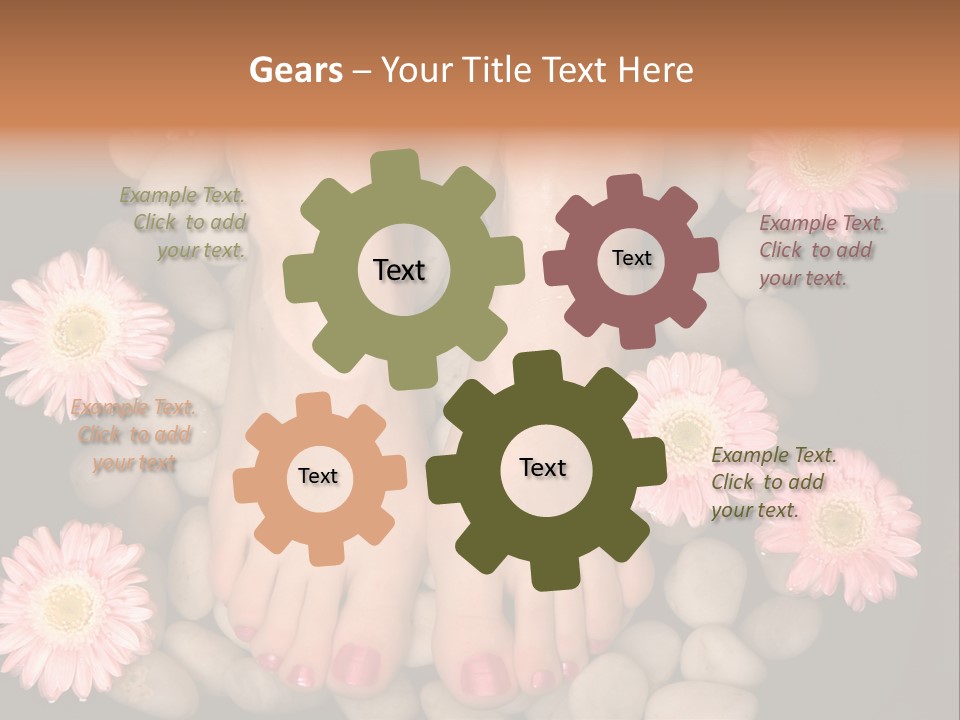 A Woman's Feet In A Bowl Of Rocks With Pink Flowers PowerPoint Template