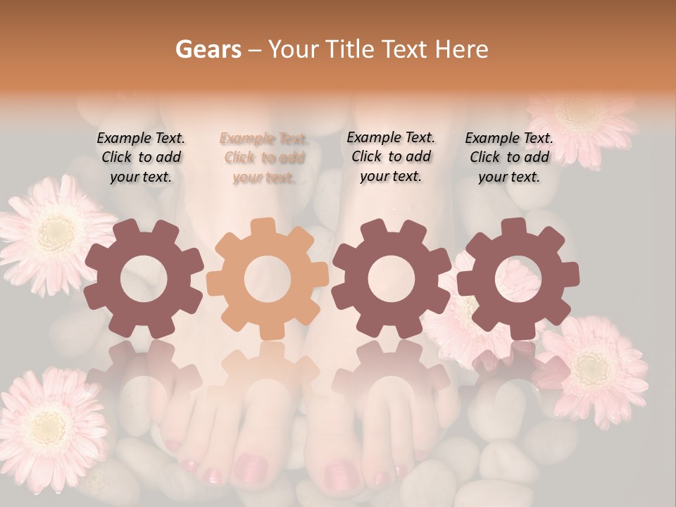 A Woman's Feet In A Bowl Of Rocks With Pink Flowers PowerPoint Template