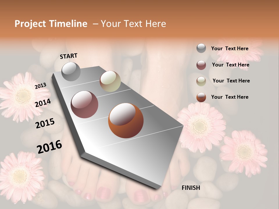 A Woman's Feet In A Bowl Of Rocks With Pink Flowers PowerPoint Template