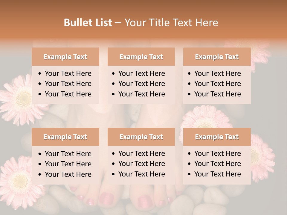 A Woman's Feet In A Bowl Of Rocks With Pink Flowers PowerPoint Template