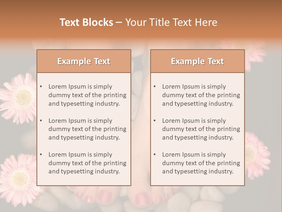 A Woman's Feet In A Bowl Of Rocks With Pink Flowers PowerPoint Template