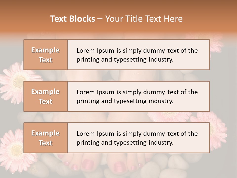 A Woman's Feet In A Bowl Of Rocks With Pink Flowers PowerPoint Template