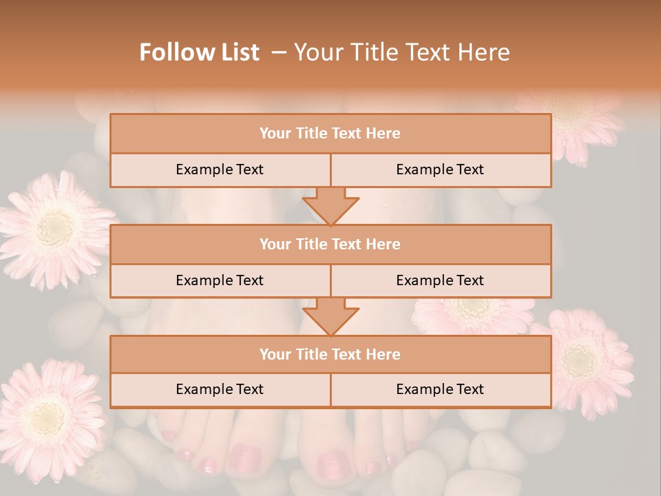 A Woman's Feet In A Bowl Of Rocks With Pink Flowers PowerPoint Template