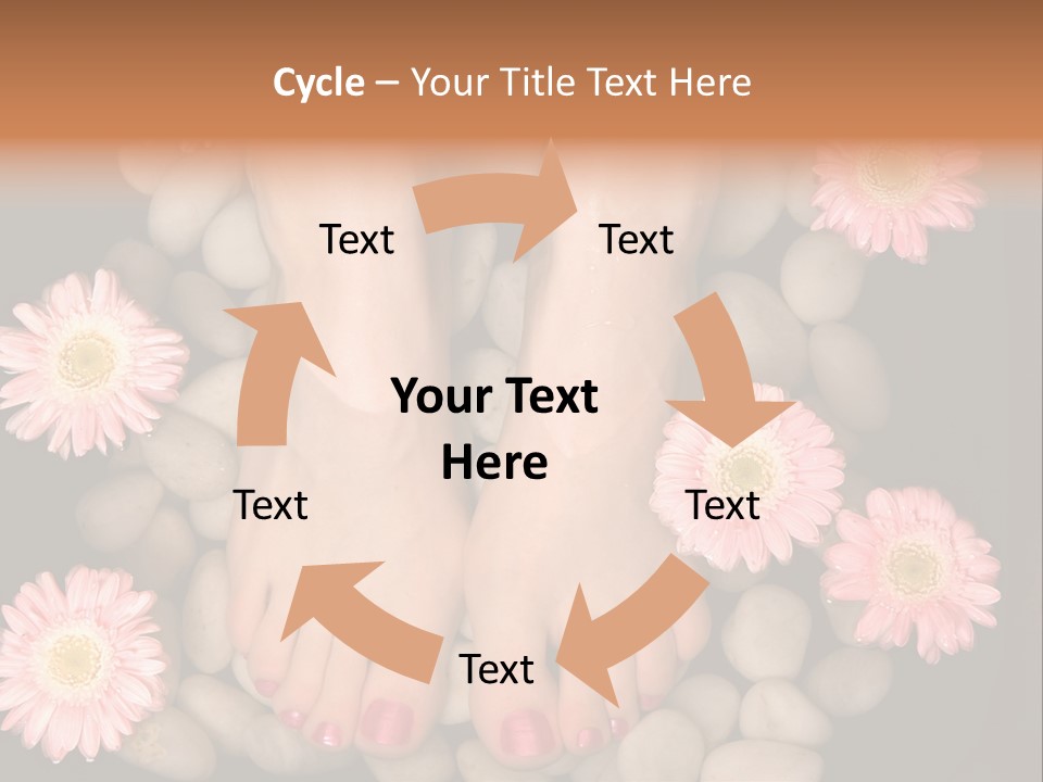 A Woman's Feet In A Bowl Of Rocks With Pink Flowers PowerPoint Template
