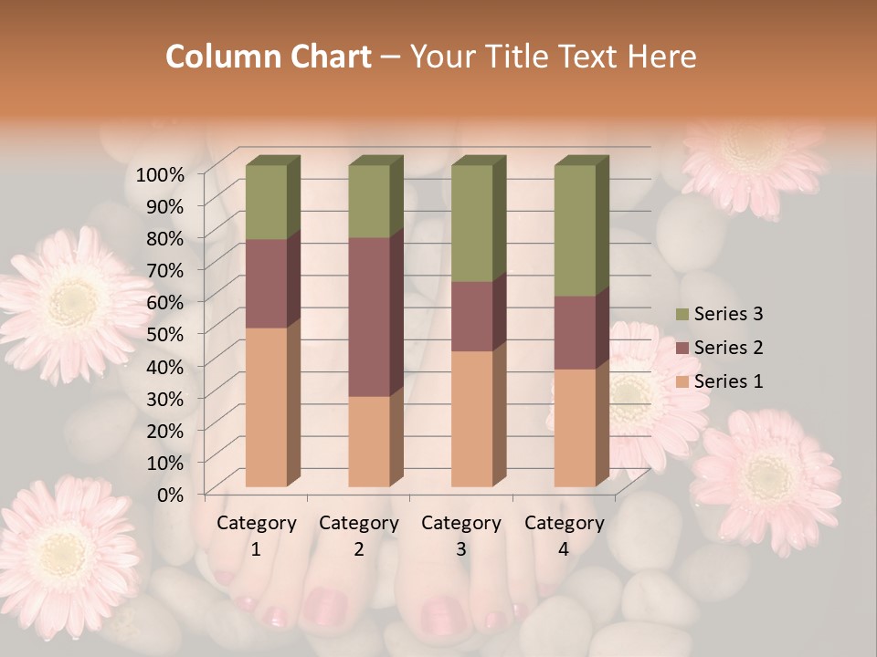 A Woman's Feet In A Bowl Of Rocks With Pink Flowers PowerPoint Template