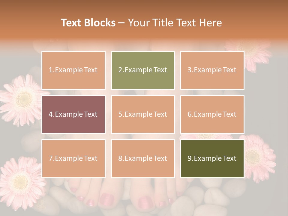 A Woman's Feet In A Bowl Of Rocks With Pink Flowers PowerPoint Template