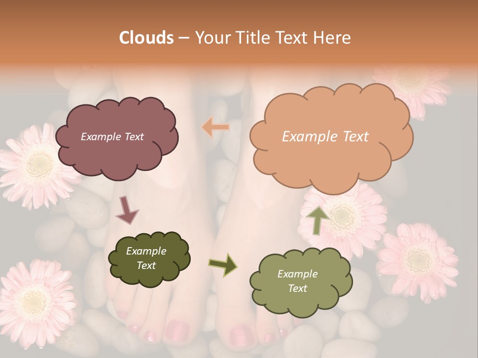 A Woman's Feet In A Bowl Of Rocks With Pink Flowers PowerPoint Template