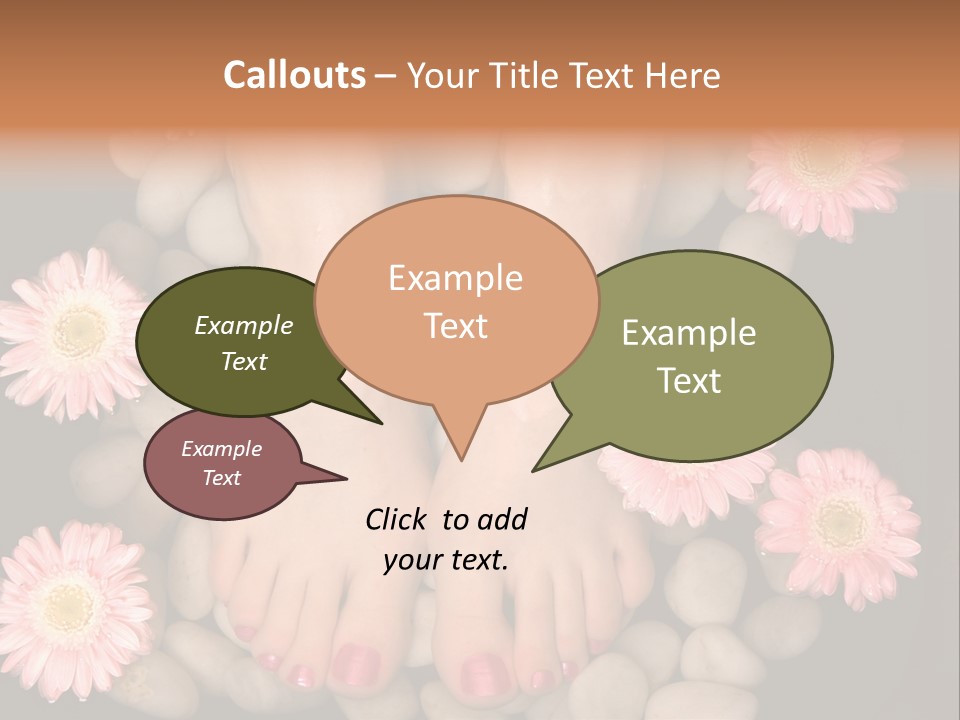A Woman's Feet In A Bowl Of Rocks With Pink Flowers PowerPoint Template