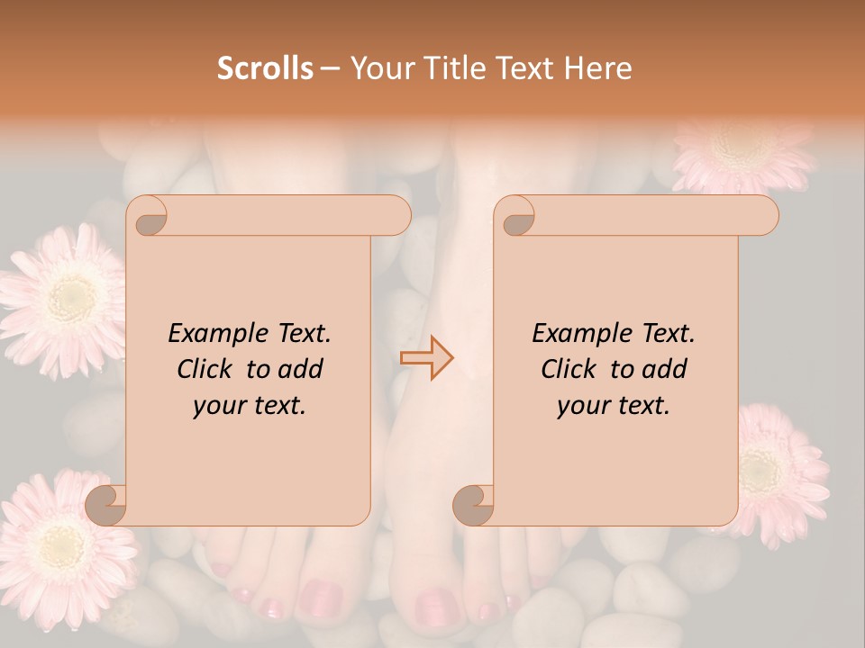 A Woman's Feet In A Bowl Of Rocks With Pink Flowers PowerPoint Template
