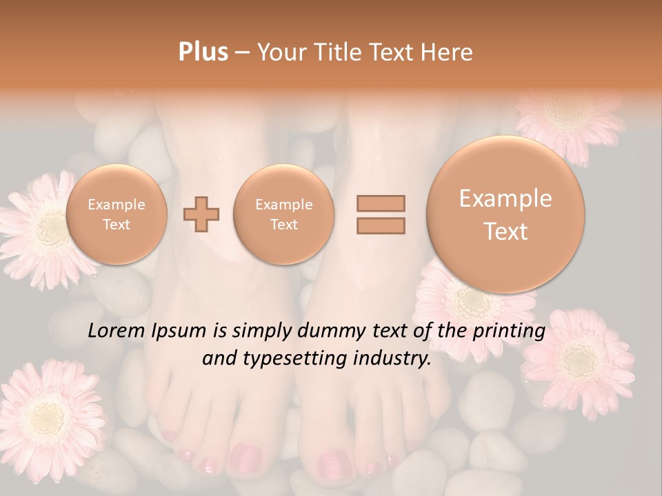 A Woman's Feet In A Bowl Of Rocks With Pink Flowers PowerPoint Template