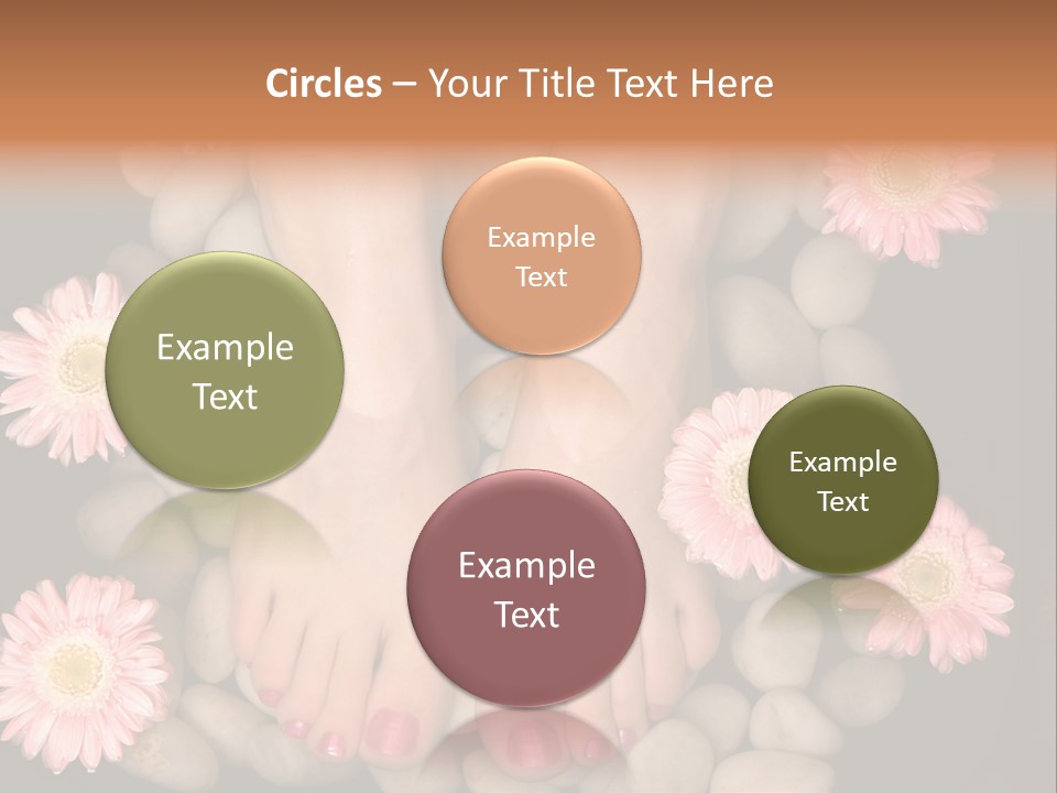 A Woman's Feet In A Bowl Of Rocks With Pink Flowers PowerPoint Template