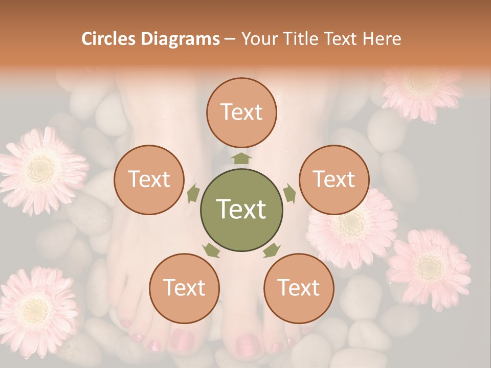 A Woman's Feet In A Bowl Of Rocks With Pink Flowers PowerPoint Template
