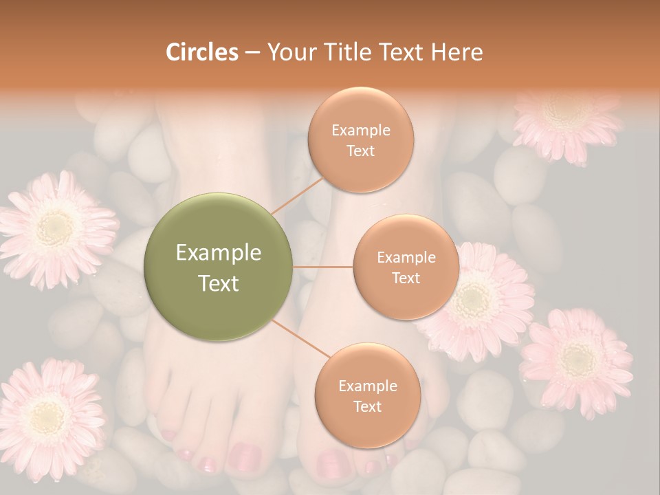 A Woman's Feet In A Bowl Of Rocks With Pink Flowers PowerPoint Template