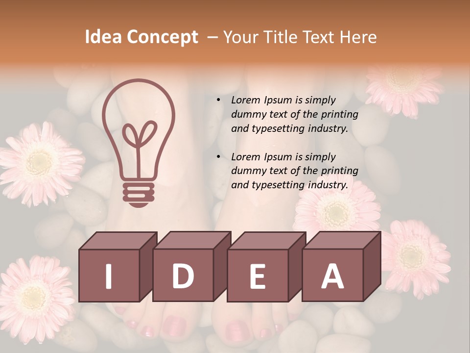 A Woman's Feet In A Bowl Of Rocks With Pink Flowers PowerPoint Template