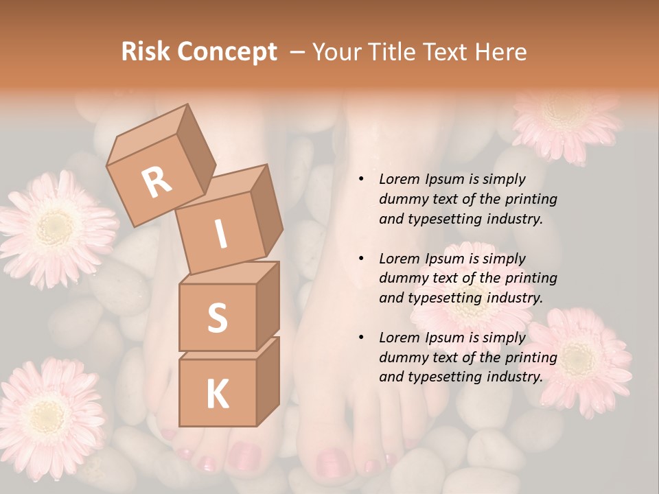 A Woman's Feet In A Bowl Of Rocks With Pink Flowers PowerPoint Template