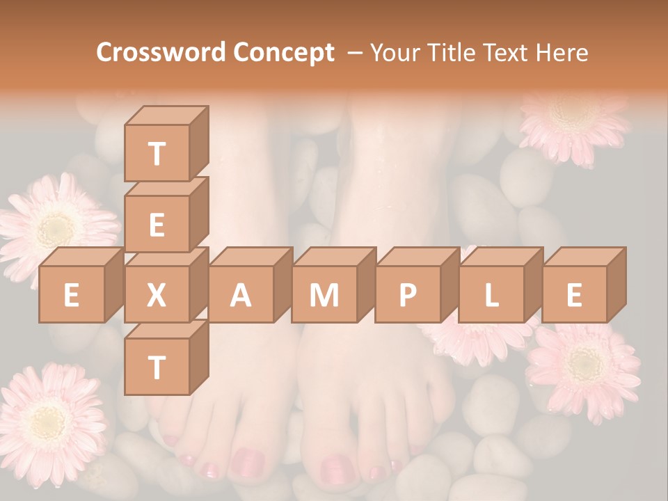 A Woman's Feet In A Bowl Of Rocks With Pink Flowers PowerPoint Template