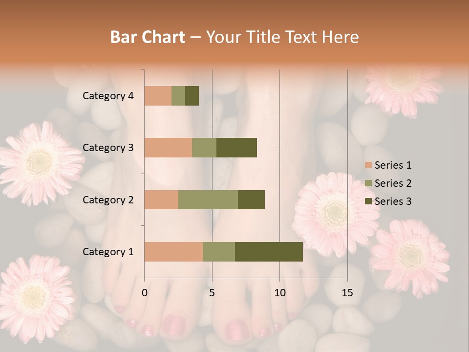 A Woman's Feet In A Bowl Of Rocks With Pink Flowers PowerPoint Template