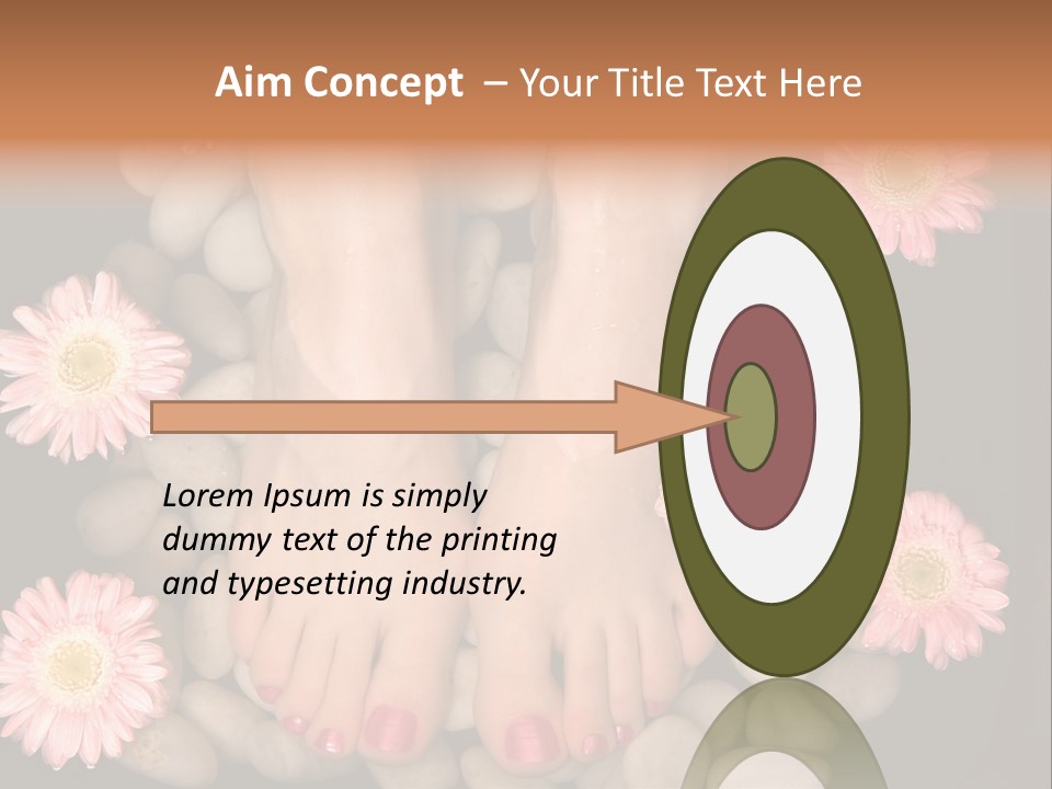 A Woman's Feet In A Bowl Of Rocks With Pink Flowers PowerPoint Template