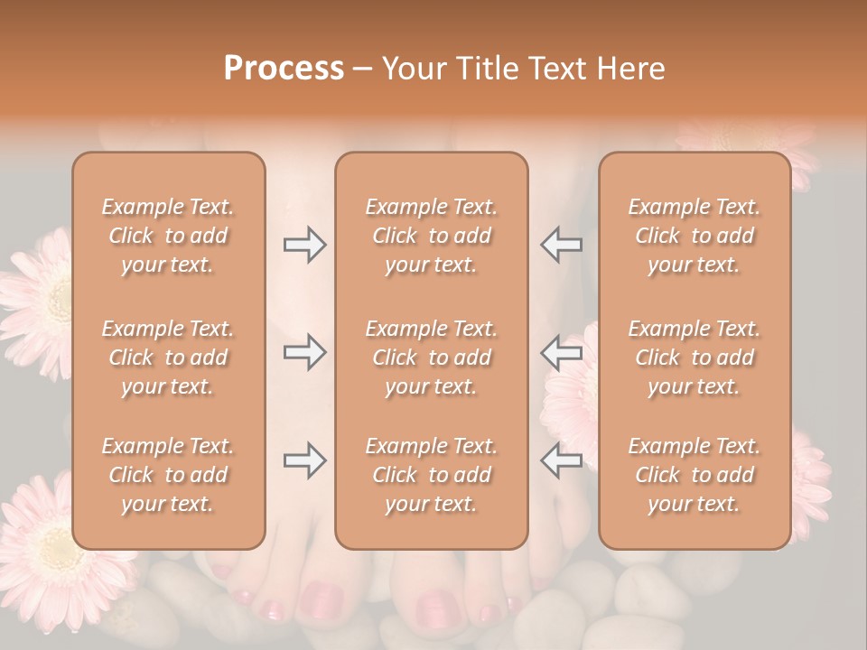 A Woman's Feet In A Bowl Of Rocks With Pink Flowers PowerPoint Template