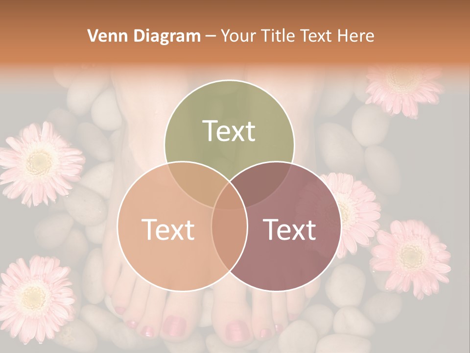 A Woman's Feet In A Bowl Of Rocks With Pink Flowers PowerPoint Template