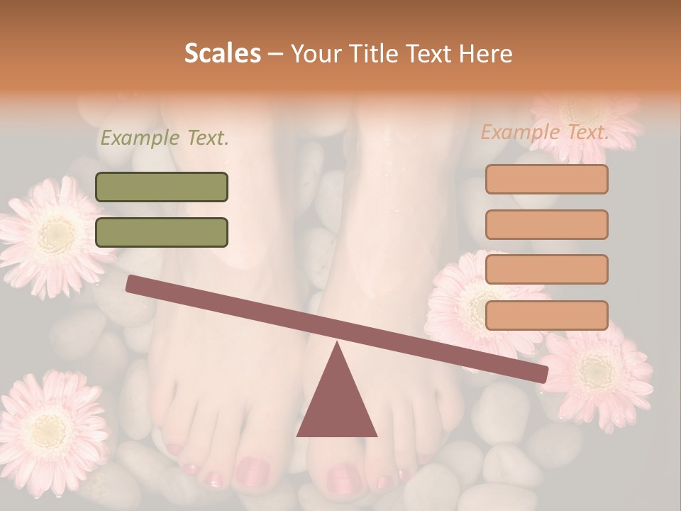 A Woman's Feet In A Bowl Of Rocks With Pink Flowers PowerPoint Template