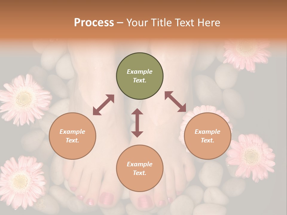 A Woman's Feet In A Bowl Of Rocks With Pink Flowers PowerPoint Template