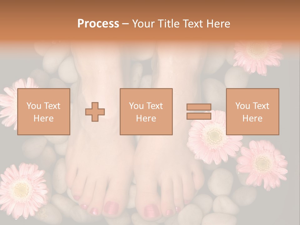A Woman's Feet In A Bowl Of Rocks With Pink Flowers PowerPoint Template