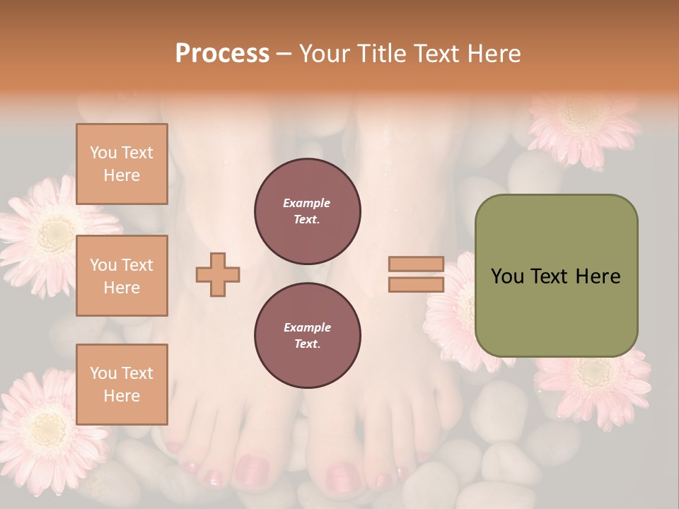 A Woman's Feet In A Bowl Of Rocks With Pink Flowers PowerPoint Template