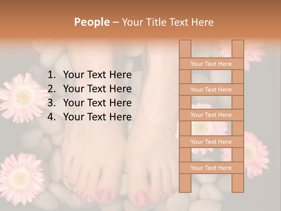 A Woman's Feet In A Bowl Of Rocks With Pink Flowers PowerPoint Template