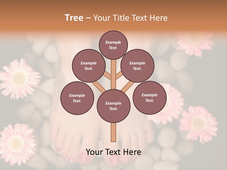 A Woman's Feet In A Bowl Of Rocks With Pink Flowers PowerPoint Template