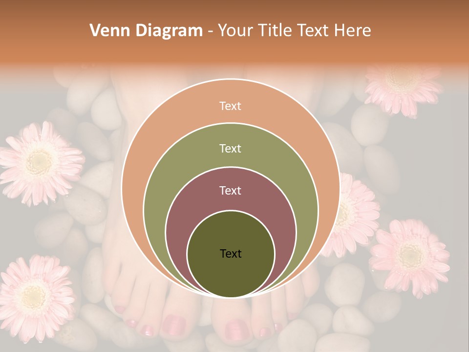 A Woman's Feet In A Bowl Of Rocks With Pink Flowers PowerPoint Template