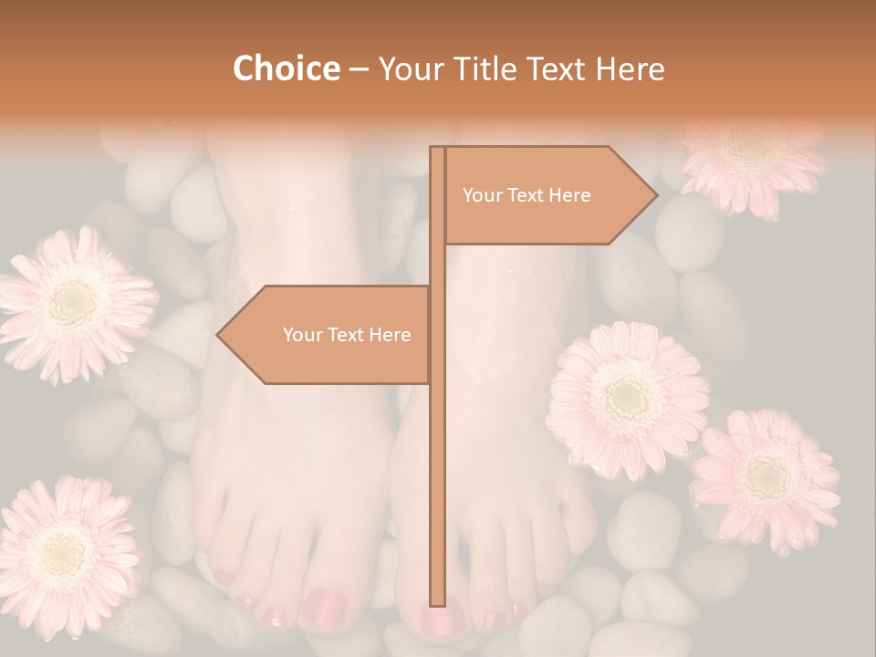 A Woman's Feet In A Bowl Of Rocks With Pink Flowers PowerPoint Template