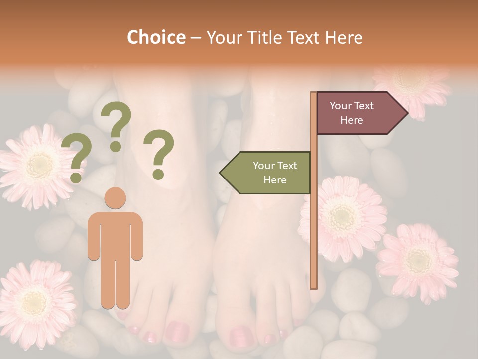 A Woman's Feet In A Bowl Of Rocks With Pink Flowers PowerPoint Template