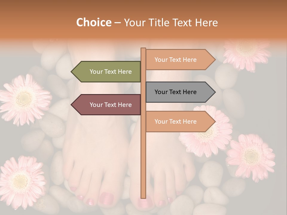 A Woman's Feet In A Bowl Of Rocks With Pink Flowers PowerPoint Template