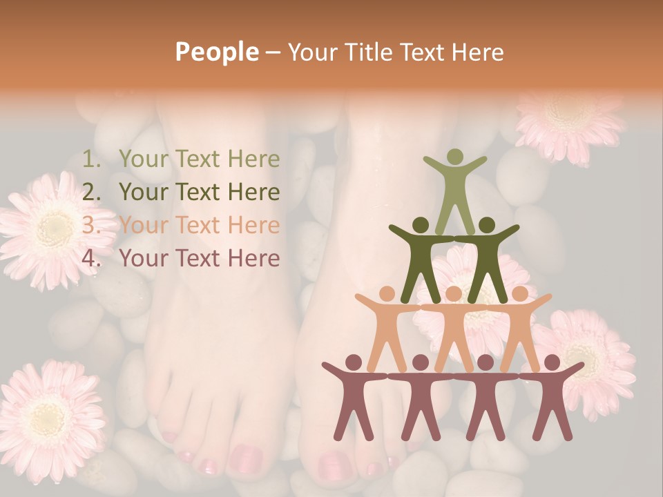 A Woman's Feet In A Bowl Of Rocks With Pink Flowers PowerPoint Template